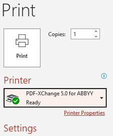 selecting PDF print