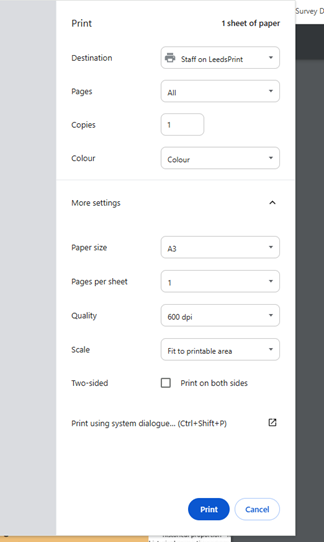 using chrome to print